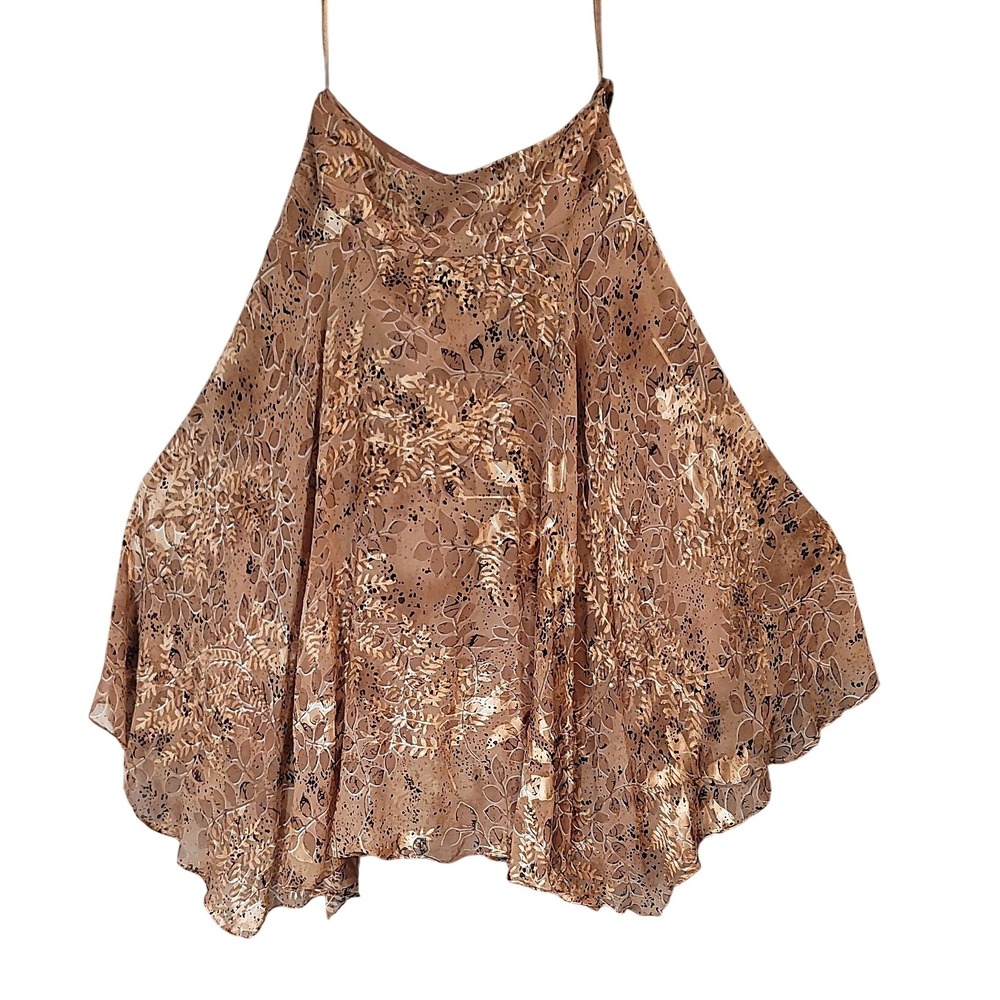 Victor Costavintage Skirt‎ Women's 10 Brown Floral Midi Silk Blend Dressy Party